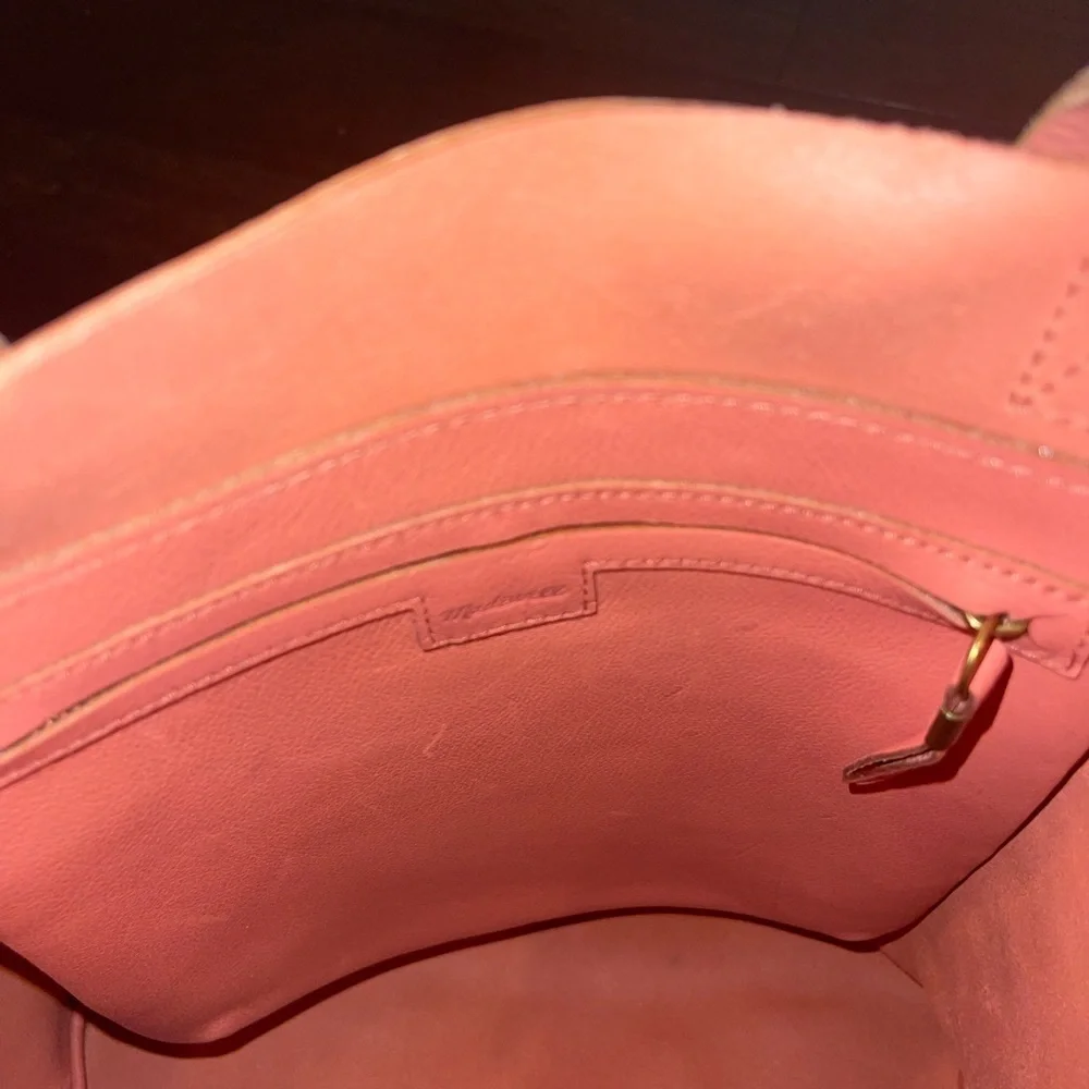 guc madewell medium transport tote in spiced rose Leather Tote adjustable strap